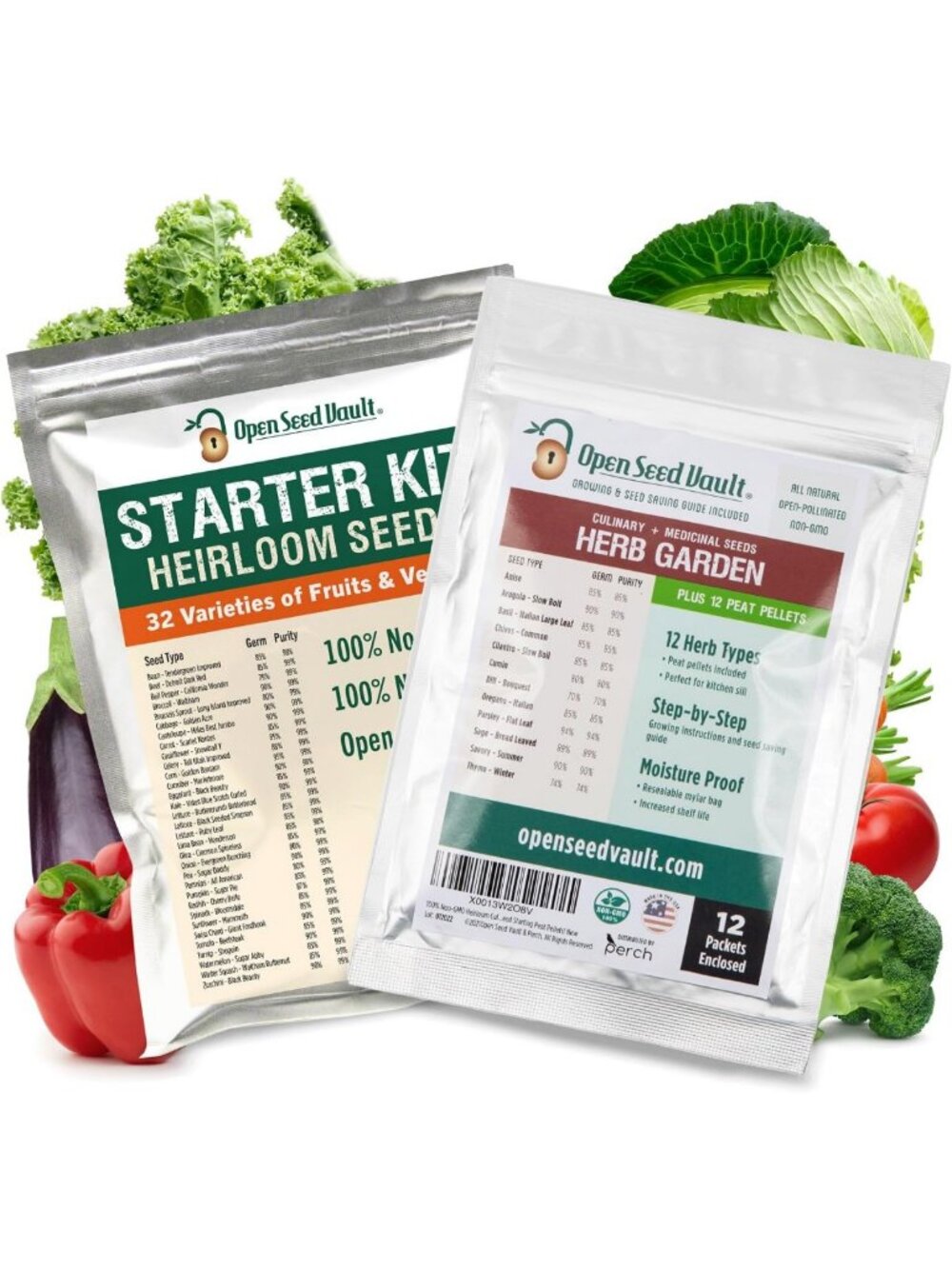 Non-GMO Vegetable, Fruit & Herb Seed Collection - 44 Packs, 15,000+ Seeds